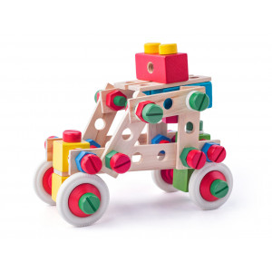 Jucarie din lemn - Set de constructie la galeata (40 piese) - Img 3