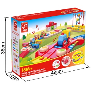 Jucarie din lemn - Sina de tren curcubeu cu puzzle (30 piese) - Img 6