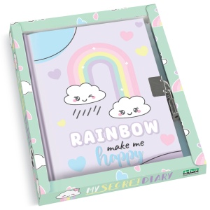 Jurnal Rainbow, make me happy, cu cutie cadou, 80 de pagini, 13 x 18 cm (6 buc/display) - Img 3