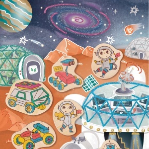 Kit de creat magneti pentru copii cu tematica Spatiu - 17 piese - Img 7