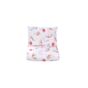 Lenjerie 5 piese patut gradinita, bumbac 100%, model Flori de bumbac