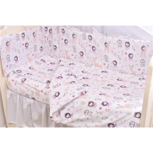 Lenjerie 6 piese patut 120x60 cm bumbac 100% model Fetite - Img 1