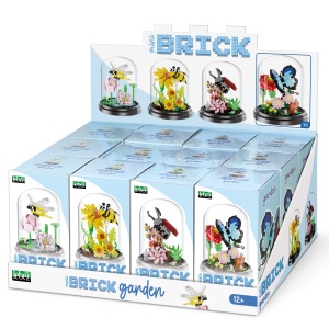Mini Brick Garden - Flori si insecte cu carcasa transparenta, 4 modele asortate (12 buc/display)