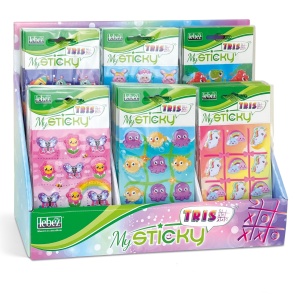 My Sticky 3D Tris – Joc X și 0, 6 modele asortate (48 pachete/display)