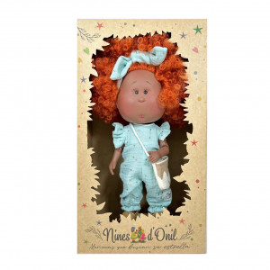 Papusa Nines D'Onil, Mia, cu parul portocaliu cret, Afro, cu articulatii, cu miros de vanilie, 30 cm - Img 4
