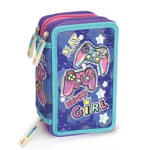 Penar echipat - Colectia pentru fete cu 3 fermoare (18 markere si 18 creioane colorate) - 13 x 20 x 6.5 cm (12buc/display) - Img 7