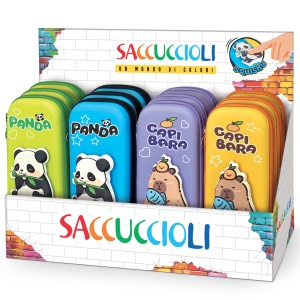 Penar - Panda & Capibara cu fermoar si model 3D - 9.5 x 23 x 3.8 cm (12buc/display)