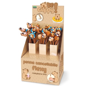 Pix flexibil BeCappy Capibara – care se sterge cu capac, 3 modele asortate (36 buc/display)
