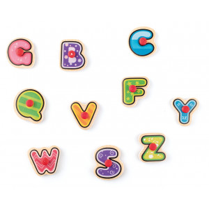 Puzzle din lemn cu butoni - Alfabet cu stampile si tusiera - Img 5