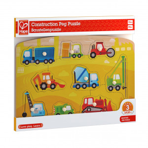 Puzzle din lemn cu butoni - Autovehicule de constructie - Img 2