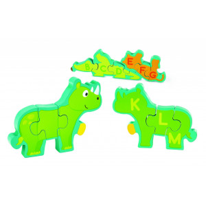 Puzzle din lemn pentru copii cu litere si animale salbatice - Img 2