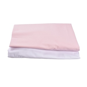 Set 2 cearsafuri patut 120x60 cm bumbac 100% alb roz - Img 1
