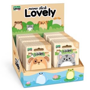Set 20 memostick in forme Lovely din hartie, 6 modele (96 blistere/display)