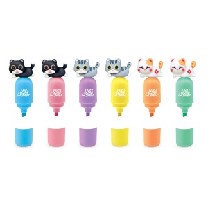 Set de 6 markere de evidentiere Mini Meow, 6 culori (6 buc/blister) - Img 3