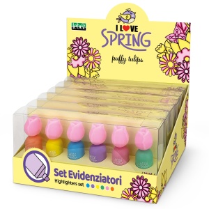 Set Marker evidențiator Puffy Tulips, 6 culori pastel (6 set/display)
