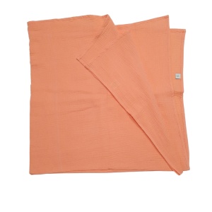 Set Muselină Bumbac 100% Certificat: 1 Mare 110x110 cm și 1 Mică 30x30 cm, Culoare Portocalie - Img 2