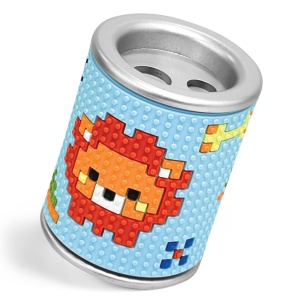 Ascutitoare de creion cu 2 gauri si container cu textura 3D Pixel, 4 modele (12 buc/display) - Img 3