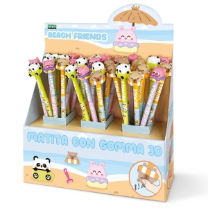 Creion grafic Beach Friends cu figurina 3D, 3 modele asortate (36 buc/display)