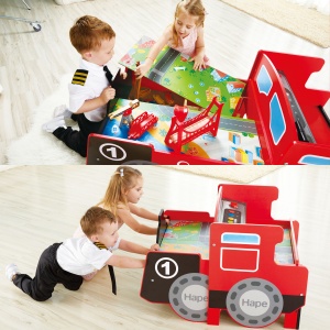 Jucarie din lemn - Masa cu cale ferata, in forma de locomotiva (32 piese) - Img 6