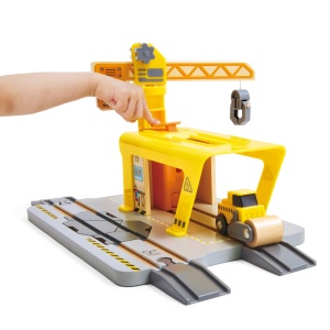 Jucarie din lemn - Set constructii macarale feroviare - Img 11