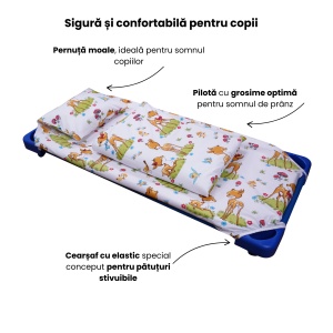 Lenjerie 3 piese patut stivuibil, bumbac 100%, model Caprioare - Img 3