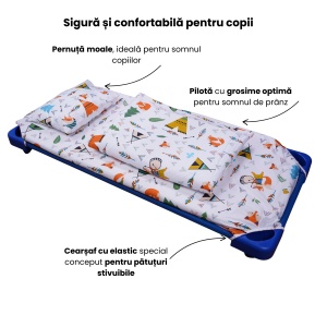 Lenjerie 5 piese patut gradinita, bumbac 100%, model Animalute - Img 3