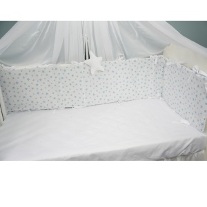 Lenjerie 6 piese, model Stelute bleu, patut 120x60 cm - Img 3