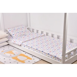 Lenjerie pat 90x200 cm, 3 piese model fluturasi - Img 1