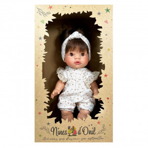 Papusa Nines D'Onil, Joy, cu parul saten, cu bentita alba, cu miros de vanilie, 37 cm - Img 4