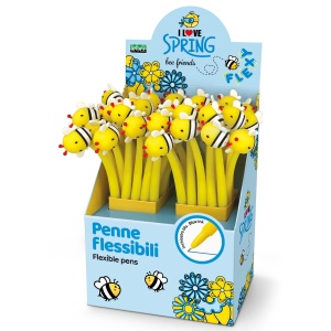 Pix flexibil Bee Friends, cu varf de 0.7 mm, 3 modele asortate (36 buc/display)