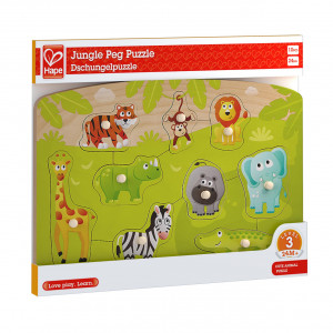 Puzzle din lemn cu butoni - Animale din Jungla - Img 2