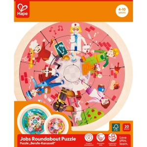 Puzzle din lemn cu doua fete: giratoriu si meserii (19 piese) - Img 5