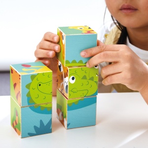 Puzzle din lemn cuburi – Animale salbatice 3 x 3 - Img 6