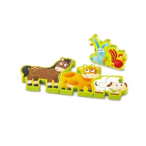 Puzzle din lemn pentru copii cu numere si animale de la ferma - Img 6