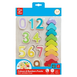 Puzzle din lemn pentru copii - Culori si numere (20 piese)