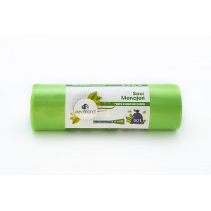Saci menaj strong 60L VERDE, 15 buc/rola