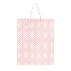Sacosa Pastel cu buline, din hartie cu maner din snur, 17.8 x 23 x 9.8 cm (20 buc/display) - Img 3