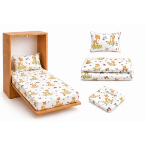 Set lenjerie 3 piese pentru patut incastrabil, model caprioare - Img 3
