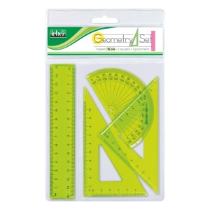 Set sabloane din plastic transparent – 4 piese cu rigla 15 cm, in punga agatatoare