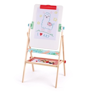 Sevalet plat pliabil, cu tabla neagra si tabla alba si accesorii (6 piese)