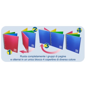 Caiet A4+ cu spirala - One Color 4x4, 80 g/m2, 120+4 pag., coperta PP (Matematica) - Img 3