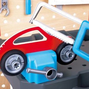 Jucarie din lemn - Banc de lucru pentru service si reparatii auto (71 piese) - Img 6