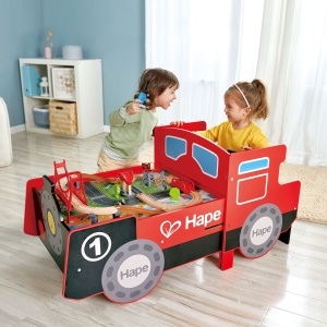 Jucarie din lemn - Masa cu cale ferata, in forma de locomotiva (32 piese) - Img 3