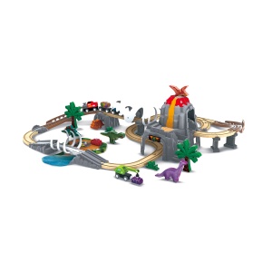 Jucarie din lemn - Tren aventură Dino (61 piese) - Img 1