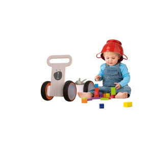 Masinuta ride-on, premergator si carucior de jucarii MamaToyz DriveMe Soft, Ursulet - Jucarie din lemn 3 in 1 - Img 3