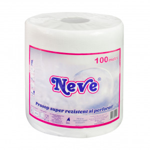 Prosop de hartie super rezistent si perforat Neve, alb, 2 straturi, 100 m