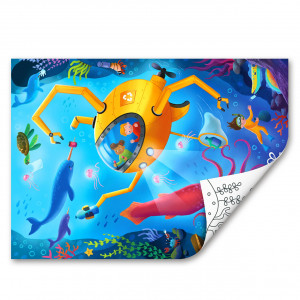 Puzzle din lemn 2 in 1 - Salvarea Oceanului (50 piese), cu fata dubla si activitate colorare - Img 3