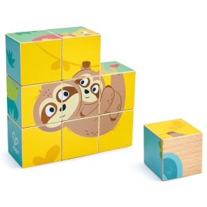 Puzzle din lemn cuburi – Animale salbatice 3 x 3 - Img 3
