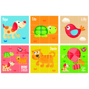 Puzzle din lemn cuburi - Animale 3 x 3 - Img 2