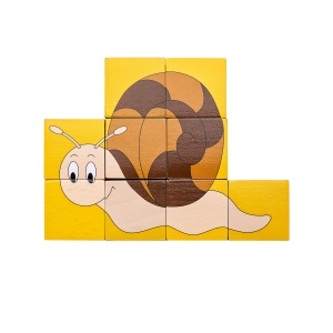 Puzzle din lemn cuburi - Animale colorate - Img 11